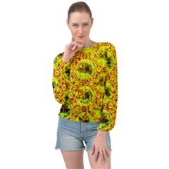 Cut Glass Beads Banded Bottom Chiffon Top