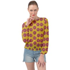 Fantasy Fauna Floral In Sweet Yellow Banded Bottom Chiffon Top