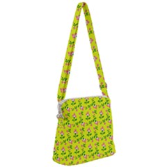 Carnation Pattern Yellow Zipper Messenger Bag by snowwhitegirl