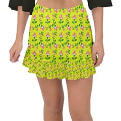 Carnation Pattern Yellow Fishtail Mini Chiffon Skirt by snowwhitegirl