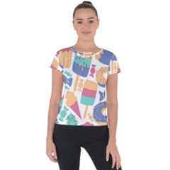 Icecream Pattern Pastel Sumer Short Sleeve Sports Top  by Vaneshart