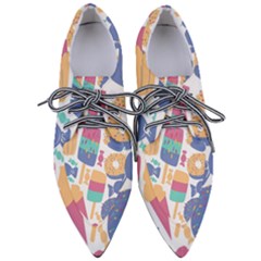 Icecream Pattern Pastel Sumer Women s Pointed Oxford Shoes by Vaneshart