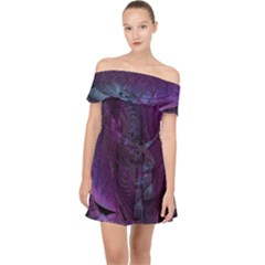 Abstract Form Pattern Texture Off Shoulder Chiffon Dress by Vaneshart