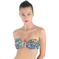 Animated Safari Animals Background Twist Bandeau Bikini Top