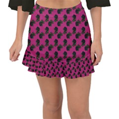 Black Rose Pink Fishtail Mini Chiffon Skirt by snowwhitegirl