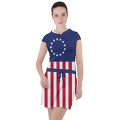 Betsy Ross Flag Usa America United States 1777 Thirteen Colonies Vertical Drawstring Hooded Dress by snek