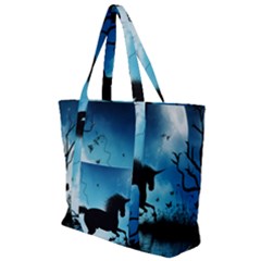 Wonderful Unicorn Silhouette In The Night Zip Up Canvas Bag by FantasyWorld7