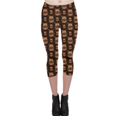 Funny Hippo Head Brown Capri Leggings  by trulycreative