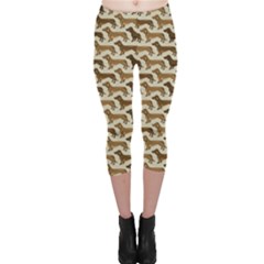 Cute Dachshund Dog Beige Capri Leggings  by trulycreative