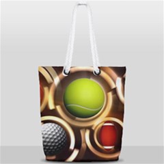 Sport Ball Tennis Golf Football Full Print Rope Handle Tote (small) by HermanTelo