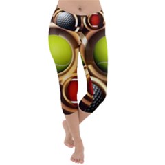 Sport Ball Tennis Golf Football Lightweight Velour Capri Yoga Leggings by HermanTelo