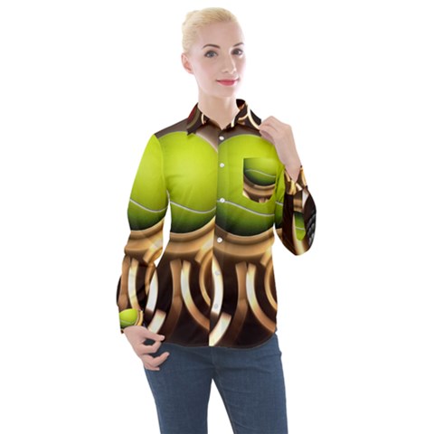 Sport Ball Tennis Golf Football Women s Long Sleeve Pocket Shirt by HermanTelo