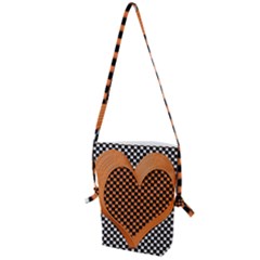 Heart Chess Board Checkerboard Folding Shoulder Bag by HermanTelo