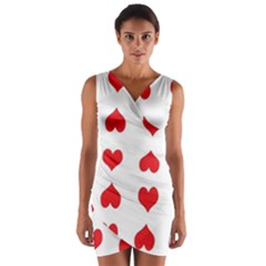 Heart Red Love Valentines Day Wrap Front Bodycon Dress by HermanTelo