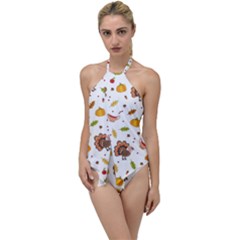 Thanksgiving Turkey Pattern Go With The Flow One Piece Swimsuit