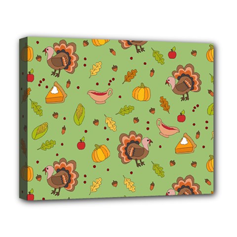 Thanksgiving Turkey Pattern Deluxe Canvas 20  X 16  (stretched) by Valentinaart