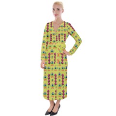 Power Can Be Flowers And Ornate Colors Decorative Velvet Maxi Wrap Dress by pepitasart