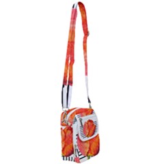 Tulip Watercolor Red And Black Stripes Shoulder Strap Belt Bag by picsaspassion