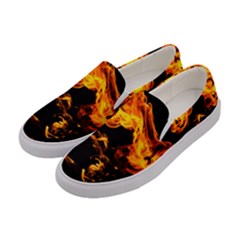 Can Walk On Fire, Black Background Women s Canvas Slip Ons by picsaspassion