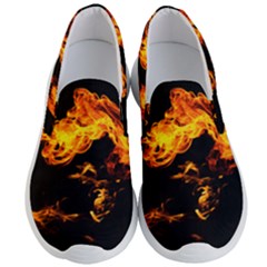 Can Walk On Fire, Black Background Men s Lightweight Slip Ons by picsaspassion