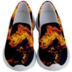 Can Walk On Fire, Black Background Kids  Lightweight Slip Ons by picsaspassion