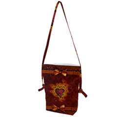 Beautiful Heart With Leaves Folding Shoulder Bag by FantasyWorld7