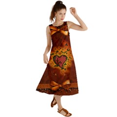 Beautiful Heart With Leaves Summer Maxi Dress by FantasyWorld7