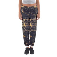 Black Marble Texture With Gold Veins Floor Background Print Luxuous Real Marble Women s Jogger Sweatpants by genx