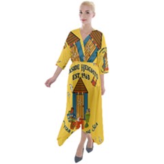 Seaside Heights Beach Club 1960s Quarter Sleeve Wrap Front Maxi Dress by Alchemy