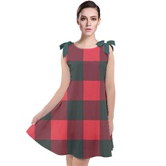 Canadian Lumberjack Red And Black Plaid Canada Tie Up Tunic Dress by snek