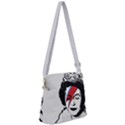 Banksy graffiti UK England God Save the Queen Elisabeth with David Bowie rockband face makeup Ziggy Stardust Zipper Messenger Bag View1