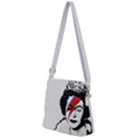 Banksy graffiti UK England God Save the Queen Elisabeth with David Bowie rockband face makeup Ziggy Stardust Zipper Messenger Bag View2