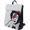 Banksy graffiti UK England God Save the Queen Elisabeth with David Bowie rockband face makeup Ziggy Stardust Flap Top Backpack View1