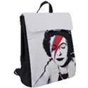 Banksy graffiti UK England God Save the Queen Elisabeth with David Bowie rockband face makeup Ziggy Stardust Flap Top Backpack View2