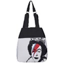 Banksy graffiti UK England God Save the Queen Elisabeth with David Bowie rockband face makeup Ziggy Stardust Center Zip Backpack View1