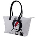 Banksy graffiti UK England God Save the Queen Elisabeth with David Bowie rockband face makeup Ziggy Stardust Canvas Shoulder Bag View1