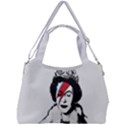 Banksy graffiti UK England God Save the Queen Elisabeth with David Bowie rockband face makeup Ziggy Stardust Double Compartment Shoulder Bag View2