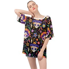 Dia De Los Muertos Oversized Chiffon Top by Sobalvarro