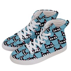 Cute Black Cat Pattern Men s Hi-top Skate Sneakers by Valentinaart