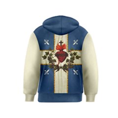 Quebec Flag Drapeau Québec Patriote Carillon Sacré-coeur Christian Catholic Old Vintage With Fleurs De Lys Kids  Zipper Hoodie by Quebec