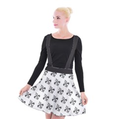 French France Fleur De Lys Metal Pattern Black And White Antique Vintage Suspender Skater Skirt by Quebec