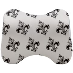 French France Fleur De Lys Metal Pattern Black And White Antique Vintage Head Support Cushion by Quebec