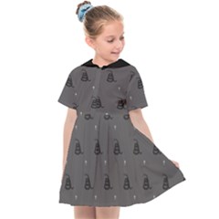 Gadsden Flag Don t Tread On Me Black And Gray Snake And Metal Gothic Crosses Kids  Sailor Dress by snek