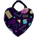 Retrowave Aesthetic vaporwave retro memphis pattern 80s design 3D geometric shapes Giant Heart Shaped Tote View2