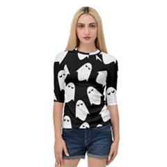 Ghost Halloween Pattern Quarter Sleeve Raglan Tee