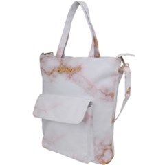 Pink And White Marble Texture With Gold Intrusions Pale Rose Background Shoulder Tote Bag by genx