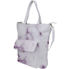 White Marble Violet Purple Veins Accents Texture Printed Floor Background Luxury Shoulder Tote Bag by genx