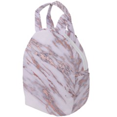 Marble With Metallic Rose Gold Intrusions On Gray White Stone Texture Pastel Pink Background Travel Backpacks by genx