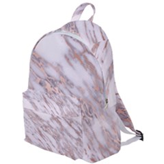 Marble With Metallic Rose Gold Intrusions On Gray White Stone Texture Pastel Pink Background The Plain Backpack by genx