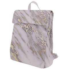 Marble With Metallic Gold Intrusions On Gray White Stone Texture Pastel Rose Pink Background Flap Top Backpack by genx